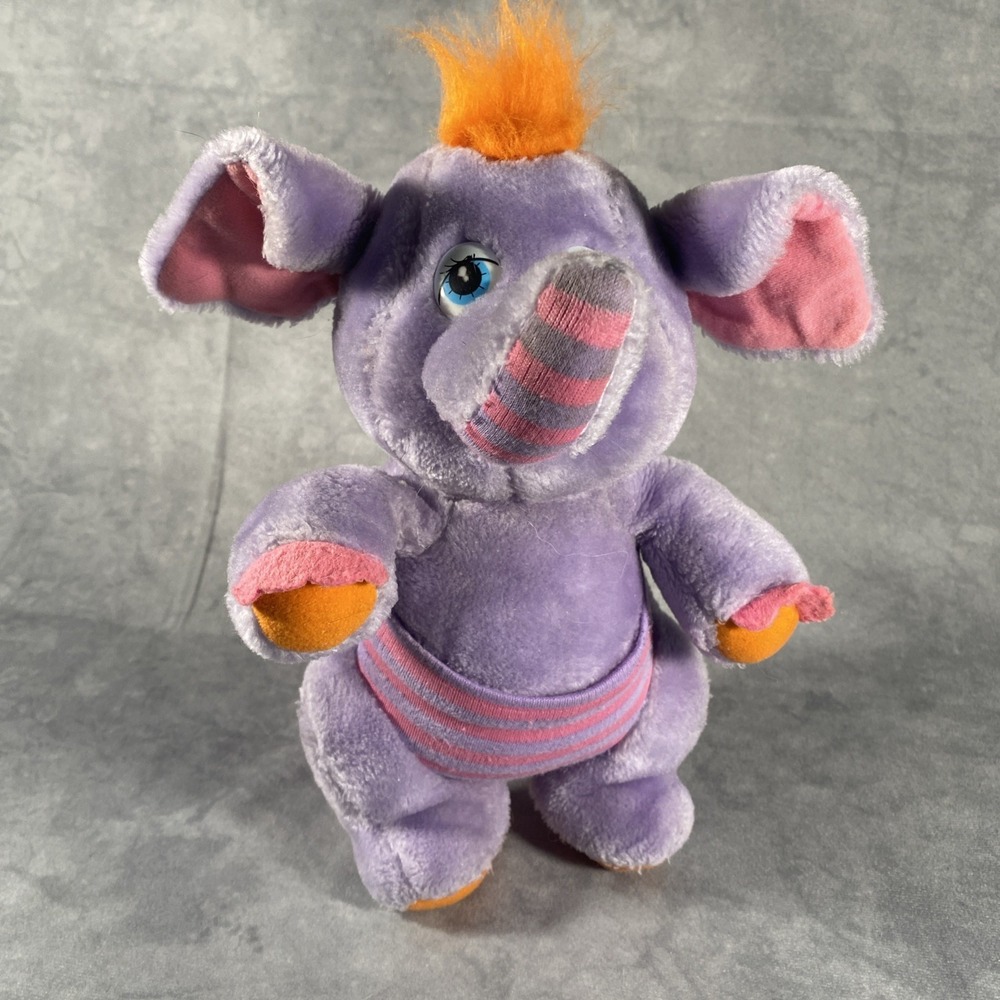 Wuzzles Purple Eleroo Plush Elephant Kangaroo Stuffed Animal Toy Hasbro 1984 VTG